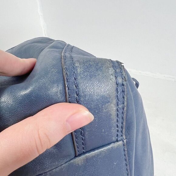 y2k Vintage Michael Kors Navy Blue Ludlow Leather Drawstring Shoulder Bag - Picture 12 of 12